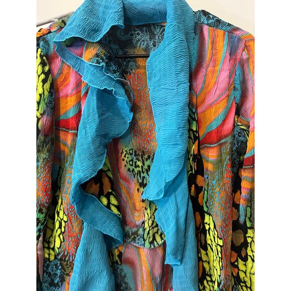 Rossi Roma Italy Womens Cardigan Animal Print Sea Abstract Fairy Art Size Medium - Picture 2 of 8